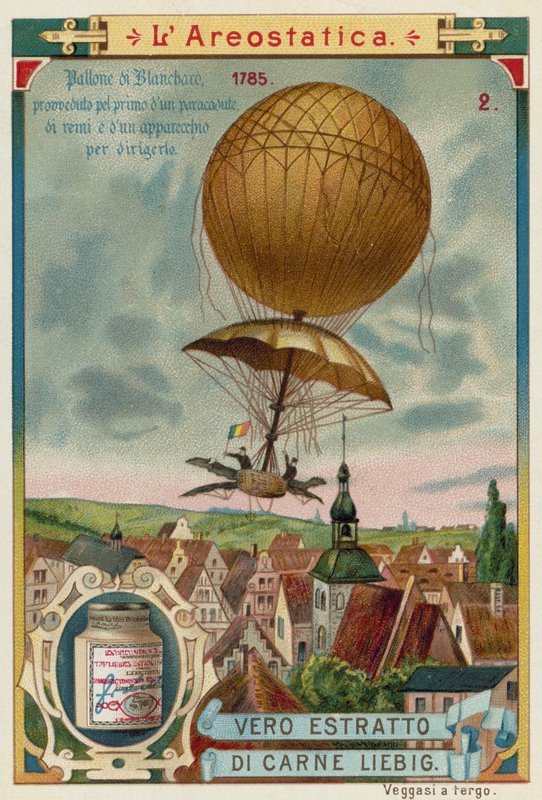 Jean-Pierre Blanchard laver den første nedstigning fra en ballon med faldskærm, 1785 af European School