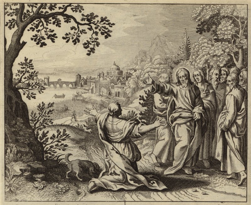 Jesus Kristus helbreder datteren af en kvinde fra Kanaan (gravering) af European School