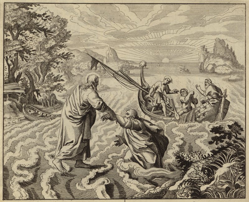 Jesus Kristus går på Genesaret Sø (gravering) af European School