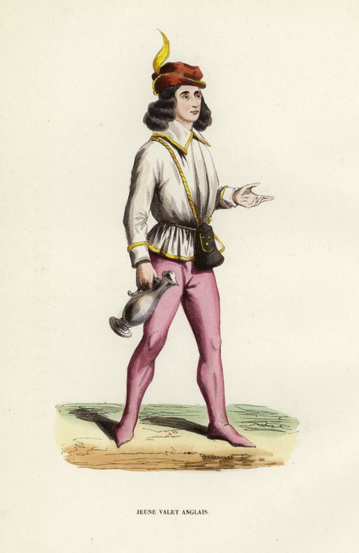 Young English Valet (farvet gravering) af European School