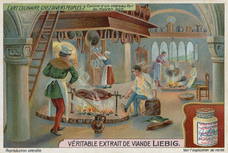 Kitchen of a medieval castle  af European School