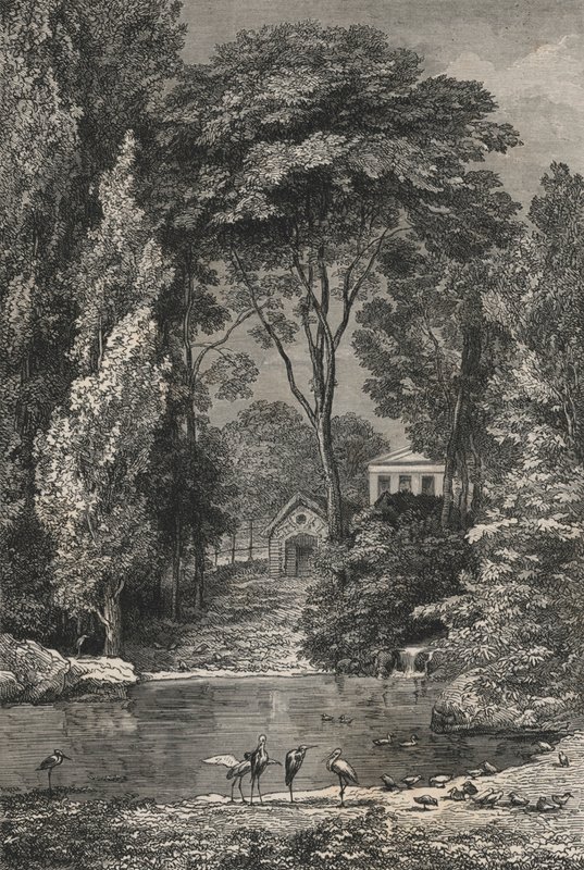 Den schweiziske dal i Jardin Des Plantes De Paris (gravering) af European School