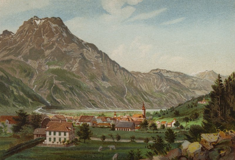 Vierwaldstättersee: Altdorf (farve litho) af European School