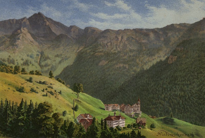 Vierwaldstättersee: Niederrickenbach (farve litho) af European School