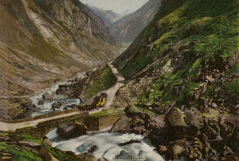 Vierwaldstättersee: Schollenen (farve litho) af European School