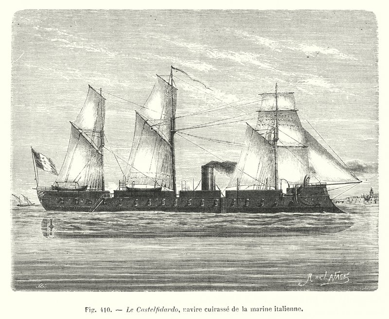 Castelfidardo, brynje af den italienske flåde (gravering) af European School