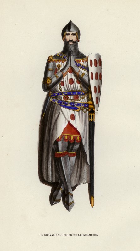 Le Chevalier Gifford De Leckhampton (farvet gravering) af European School