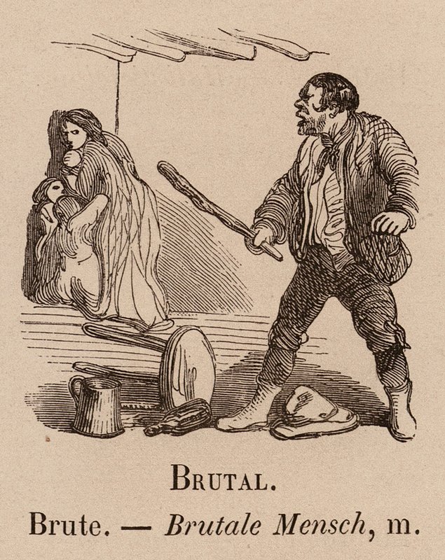 The Illustrious Vocabulary: Brutal; Brute; Brutale Mensch (gravering) af European School