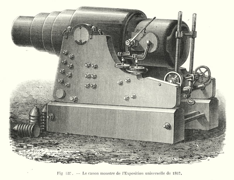 Monsterkanonen fra Verdensudstillingen i 1867 (gravering) af European School