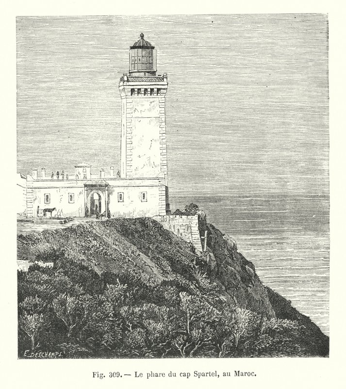 Cape Spartel fyrtårn, Marokko (gravering) af European School