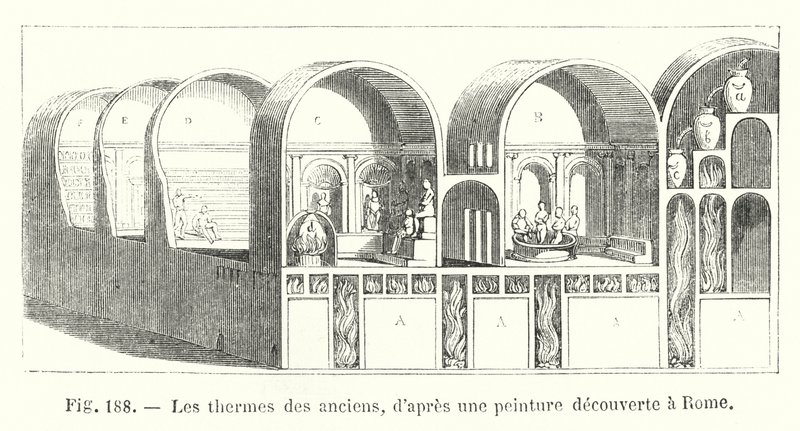De gamles bade, efter et maleri opdaget i Rom (gravering) af European School