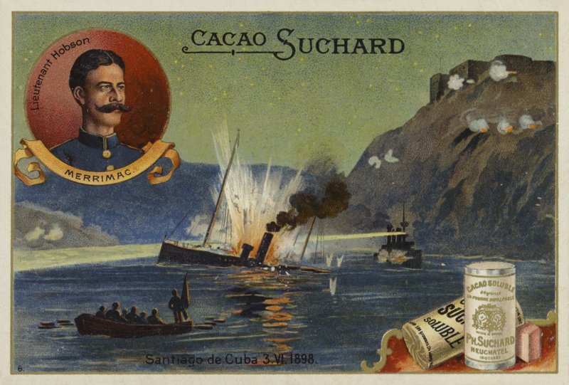 Løjtnant Richmond P Hobson og sænkningen af USS Merrimac, Santiago de Cuba, spansk-amerikansk krig, 3. juni 1898 af European School