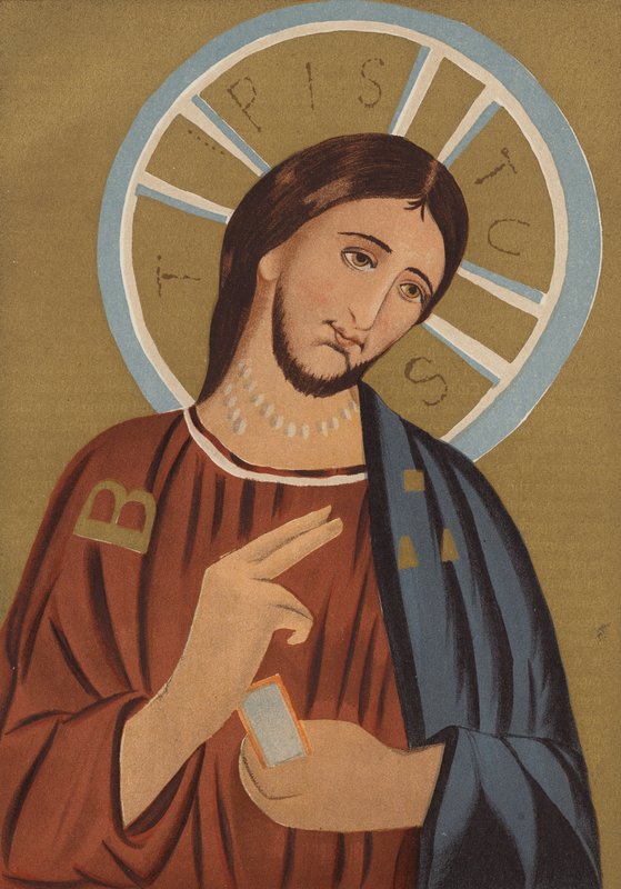Lighed med Jesus Kristus: Fra katakomberne i St Agnese (chromolitho) af European School