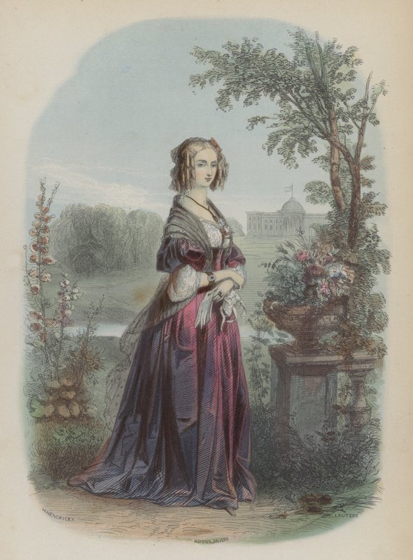 Louise af Orleans, Dronningkonsort af Leopold I, konge af belgierne (farvet gravering) af European School