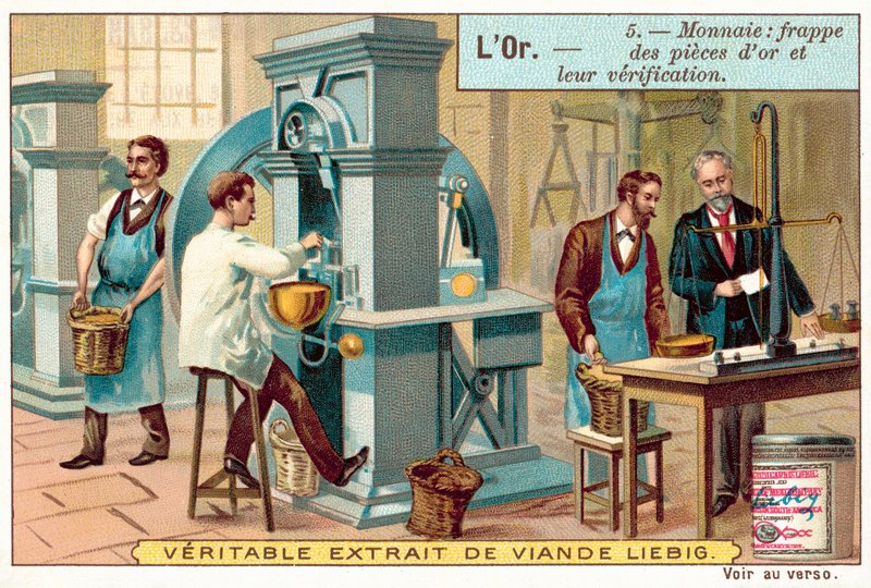 Fremstilling og kontrol af guldmønter (chromolitho) af European School