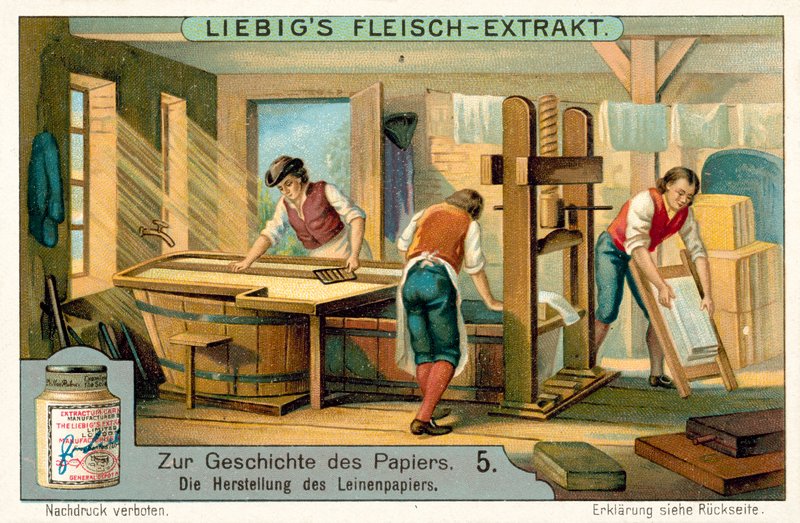 Fremstilling af hørpapir (chromolitho) af European School