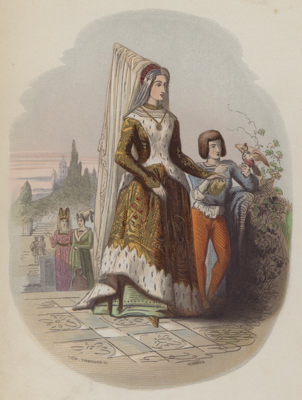 Maria af Bourgogne, første hustru til den fremtidige hellige romerske kejser Maximilian I (farvet gravering) af European School