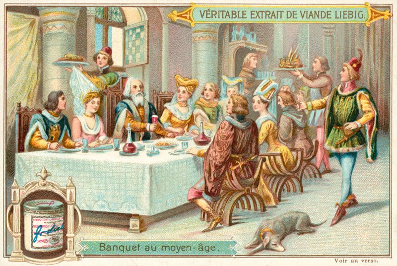 Middelalderlig banket (chromolitho) af European School