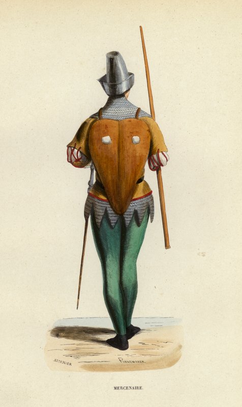 Mercenaire (farvet gravering) af European School