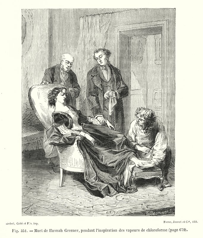 Hannah Greeners død under inspiration af chloroformdampe (gravering) af European School