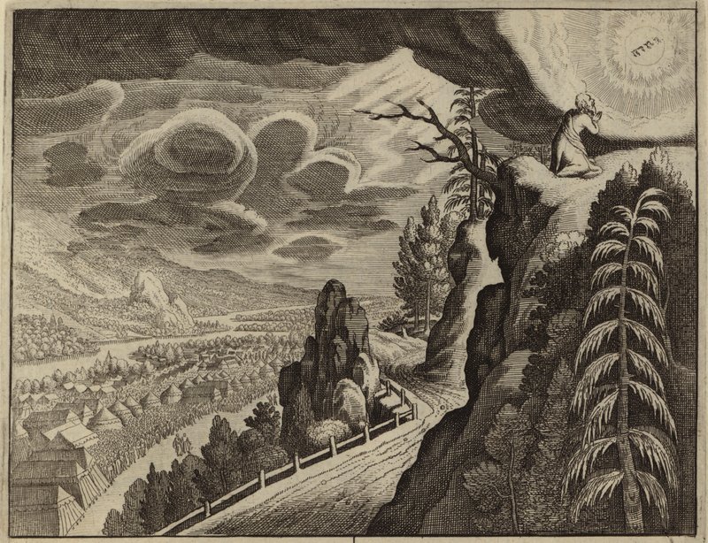 Moses taler til Gud på Sinaj Bjerg (gravering) af European School