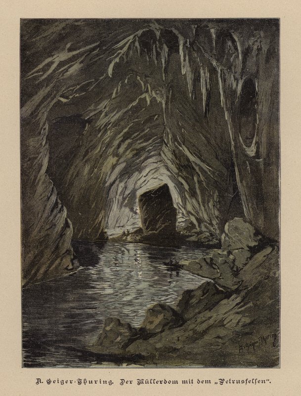 Mullerdom og Petrusfelsen (Muller Hall og Petersklippen), Skokjan Caves, Slovenien (farvegravering) af European School
