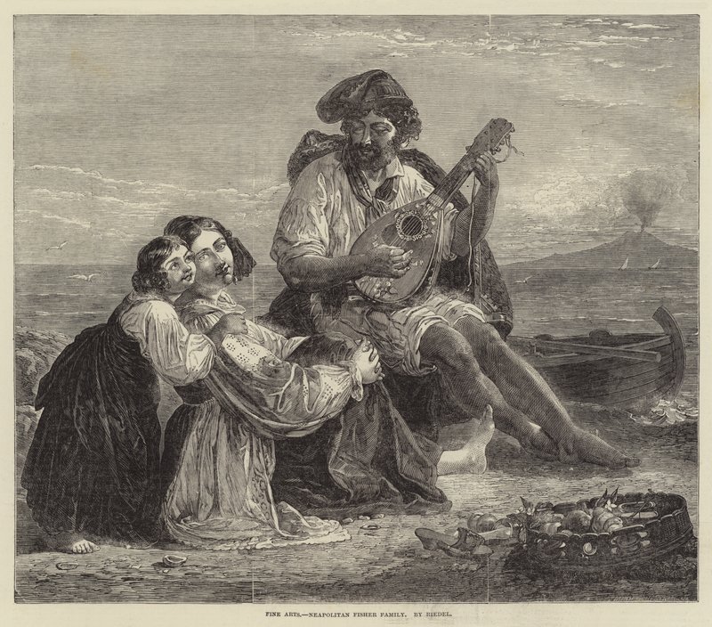 Napolitansk Fisher Family (gravering) af European School