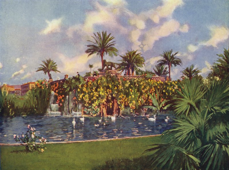 Nice, La Grotte du Jardin Public (farvelitografi) af European School