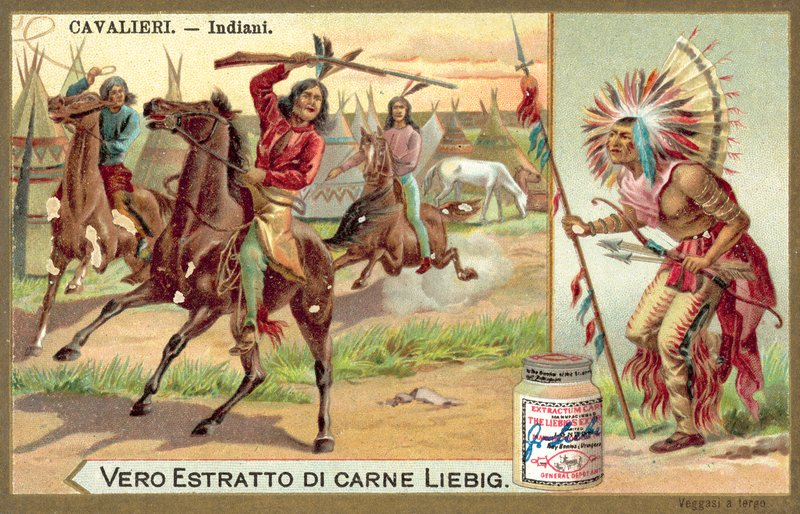 Nordamerikanske indianere (chromolitho) af European School