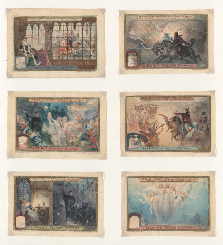 Originalt kunstværk til et sæt Liebig-kort: Berlioz, Faust (gouache på papir) af European School