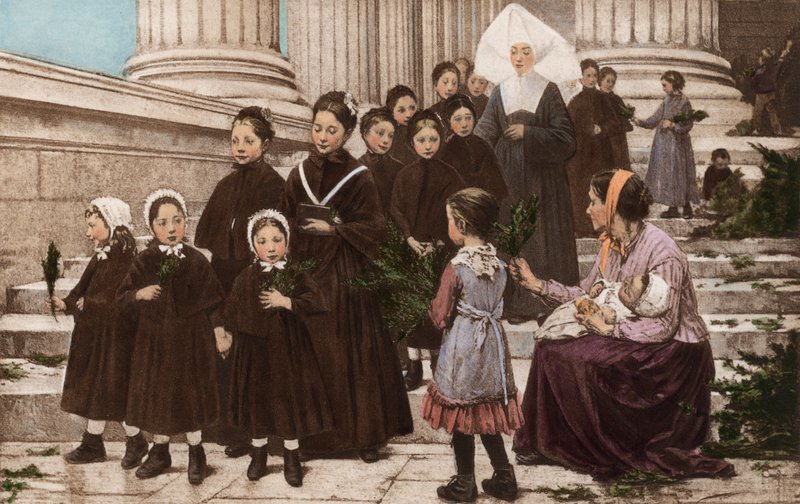 Palmesøndag (fotogravure i farver) af European School