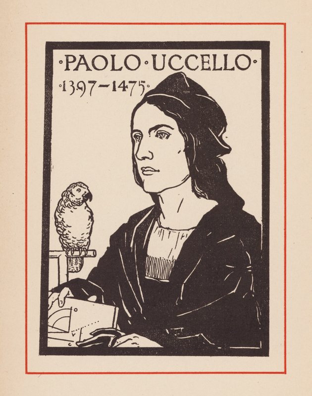Paolo Uccello, italiensk middelalderkunstner og matematiker (litografi) af European School