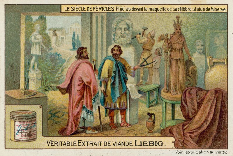Phidias arbejder på sin berømte statue af Minerva af European School
