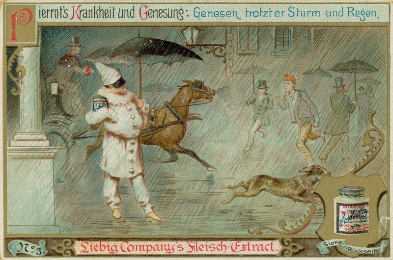Pjerrot i regnen (chromolitho) af European School