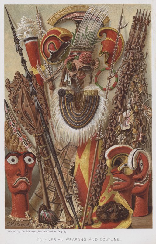 Polynesiske våben og kostume (chromolitho) af European School