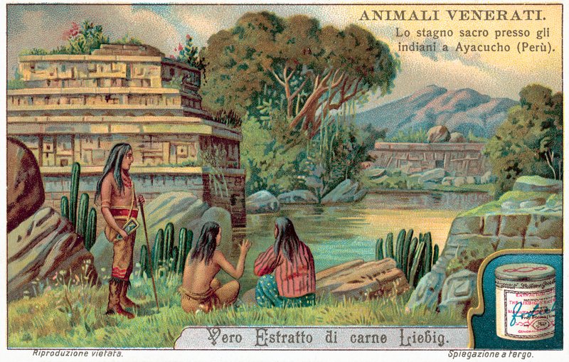 Pool af hellige fisk ved Ayacucho, Peru (chromolitho) af European School