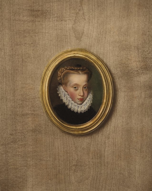 Portræt af en ung prinsesse (farvelitografi) af European School