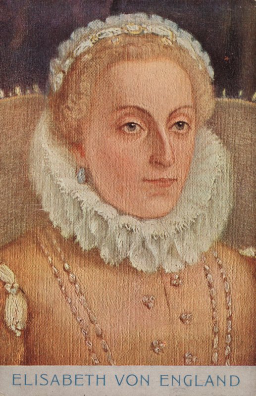 Dronning Elizabeth I (farvelitografi) af European School