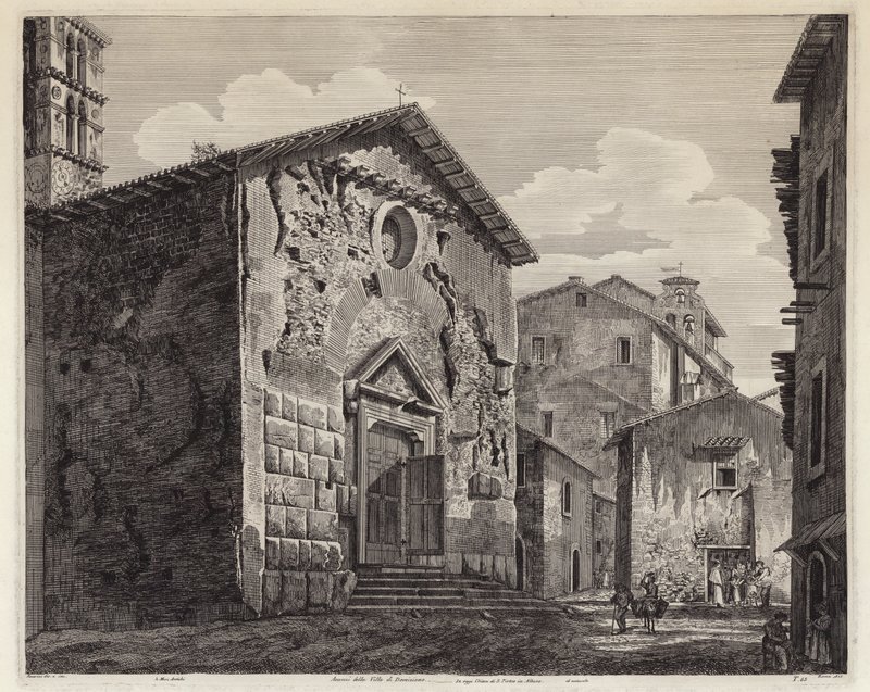 Rester af Domitianus villa, Rom, Italien (gravering) af European School