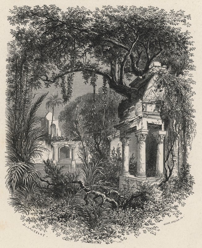 Ruinerne af Great Mogul Gardens (gravering) af European School