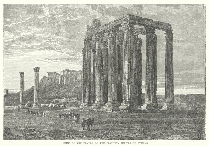 Ruinerne af den olympiske Jupiters tempel i Athen (gravering) af European School