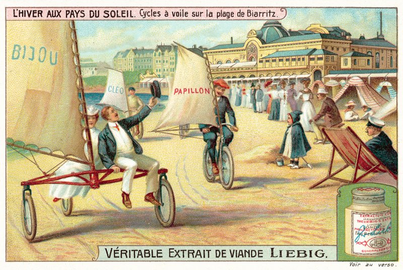 Sandyacht på stranden ved Biarritz (chromolitho) af European School