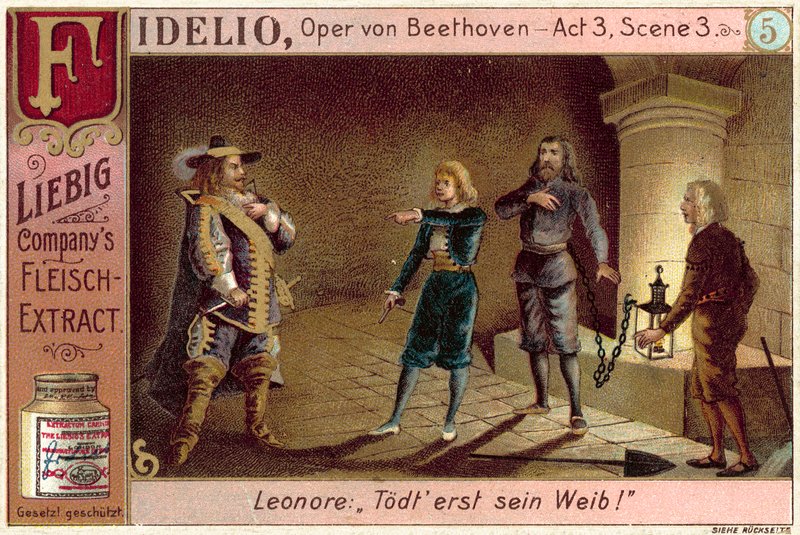 Scene fra Beethovens opera Fidelio (chromolitho) af European School