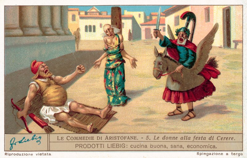 Scene fra Thesmophoriazusae (chromolitho) af European School