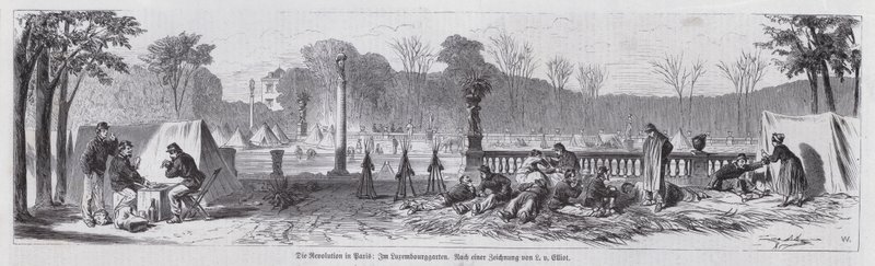 Scene i Jardin du Luxembourg under Pariserkommunen af European School