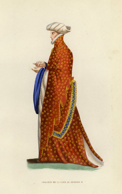 Lord Of The Court of Richard II (farvet gravering) af European School