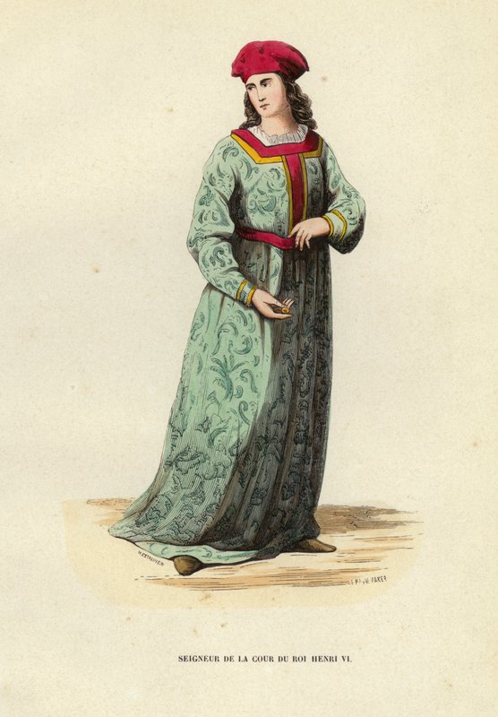 Lord of the Court of King Henry VI (farvet gravering) af European School