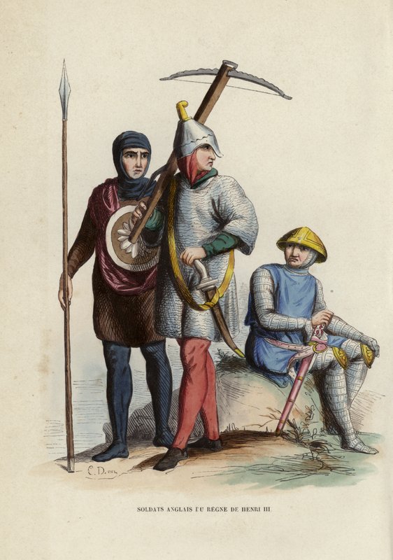 Engelske Soldiers Of The Reign Of Henry III (farvet gravering) af European School