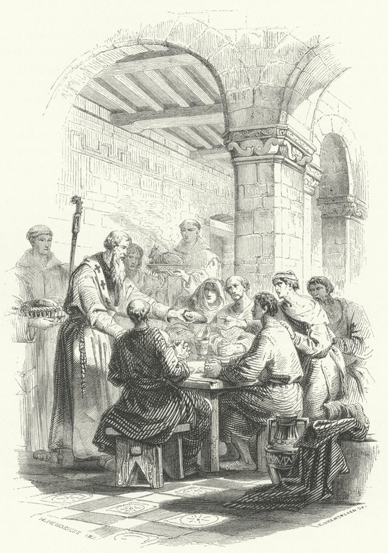 St Eligius serverer mad til de fattige (gravering) af European School