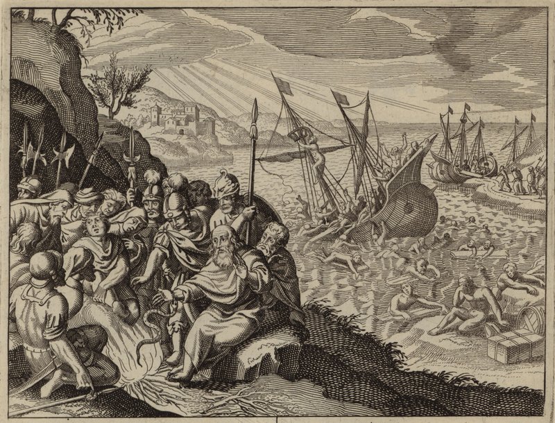 St Paul på Malta efter hans skibbrud (gravering) af European School